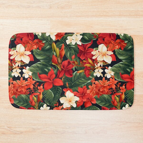 Item preview, Luxe Tropical Flowers White, Red, and Orange - Modern, Detailed, and Bright designed and sold by lolomastudio.