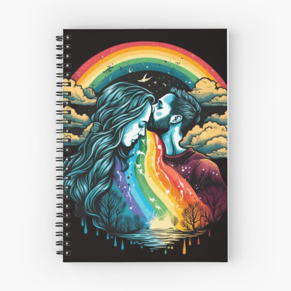 Item preview, Romantic Rainbow Kiss: Art Print of a Loving Couple Embraced by Colors designed and sold by JOY STORE 45.