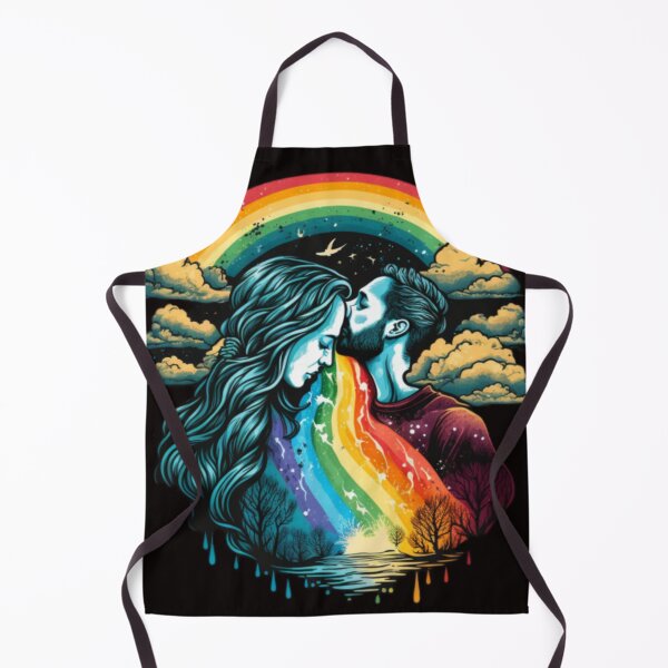 Item preview, Romantic Rainbow Kiss: Art Print of a Loving Couple Embraced by Colors designed and sold by JOY STORE 45.