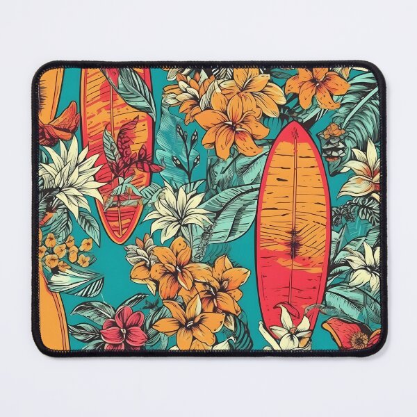 Item preview, Funky Surfboards with Hawaiian Pattern and Tropical Flowers - Bright and Colorful Design designed and sold by lolomastudio.