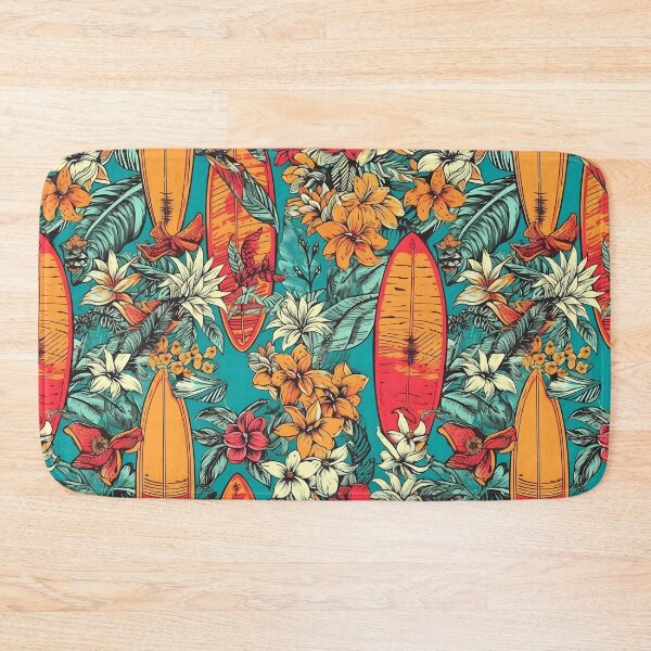 Item preview, Funky Surfboards with Hawaiian Pattern and Tropical Flowers - Bright and Colorful Design designed and sold by lolomastudio.