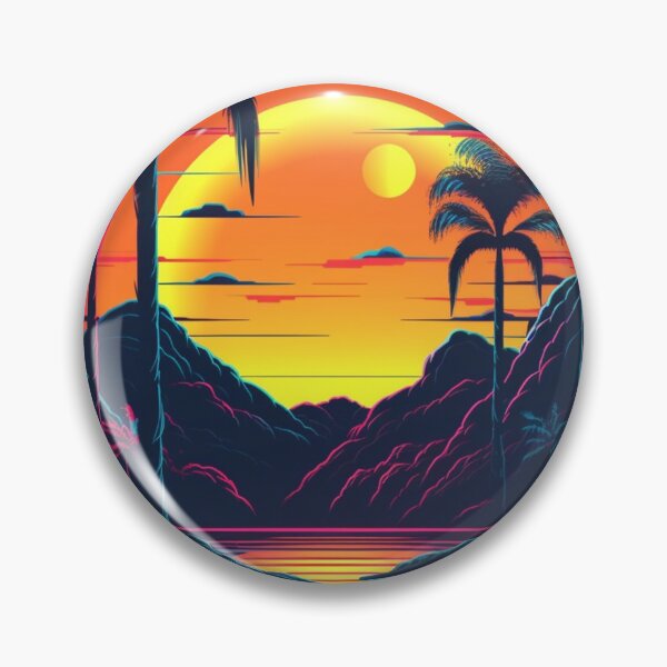 Artikelvorschau, Retro-Digital-Sonnenuntergang mit Palme entworfen und verkauft von bigboxofstuff.