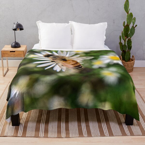 Item preview, Soft and dreamy scene of a honeybee in a field of white flowers  designed and sold by Katrina Valuyeva.