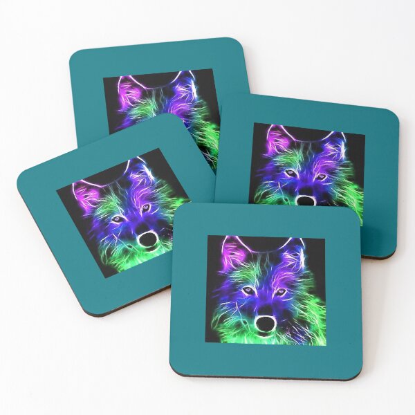 Item preview, Neon Wolf Blue _amp_ Green designed and sold by thanhtran33.