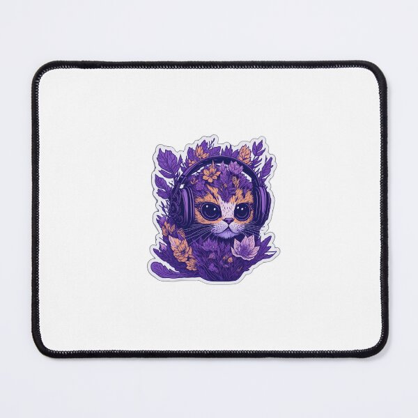 Item preview, Purple cat with headphone designed and sold by atatenterprise.