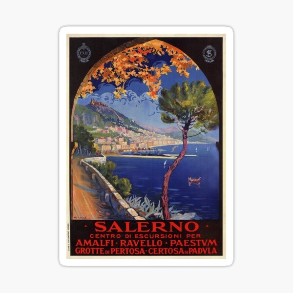 Item preview, Salerno Italy vintage summer travel ad designed and sold by aapshop.