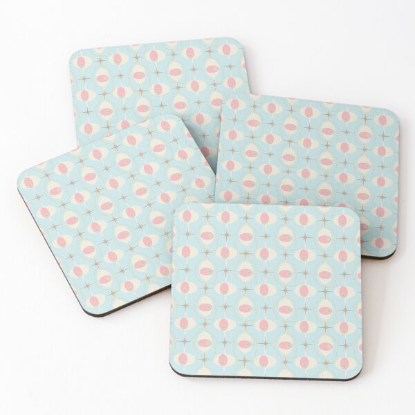 Item preview, Vintage 1950s Pink and blue Mid Century  Atomic Age All Over Pattern designed and sold by aliveinmiddle.