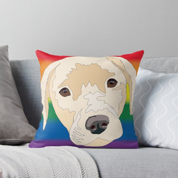 Aperçu de l'œuvre Rainbow pride yellow lab créée et vendue par LeahcarsArt.