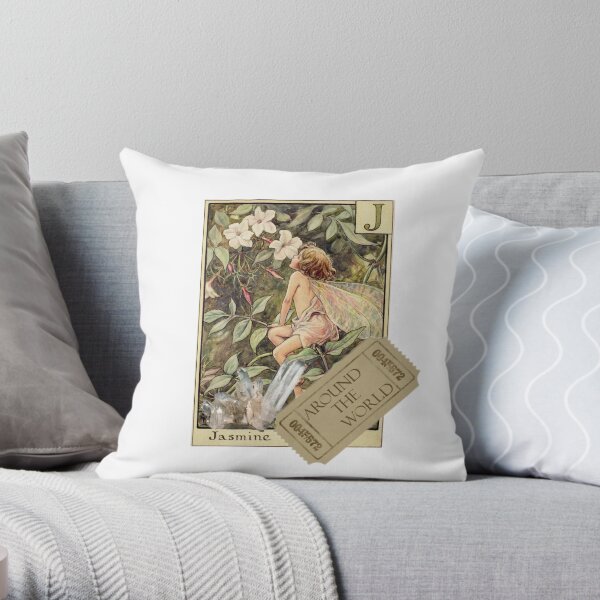 cottagecore vintage flower fairy crystal ticket stub Throw Pillow