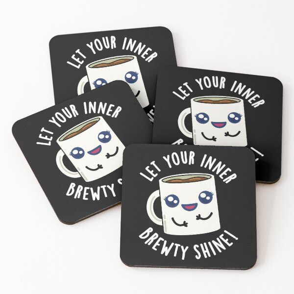 Item preview, Let Your Inner Brewty Shine Funny Coffee Puns (Dark BG) designed and sold by punnybone.