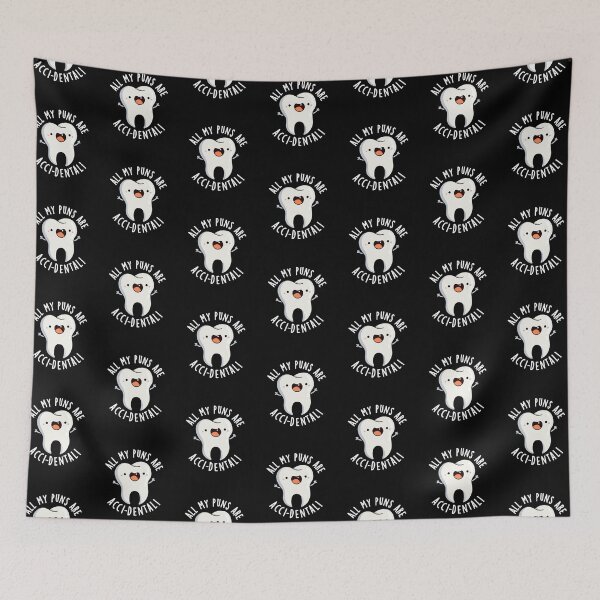 Item preview, All My Puns Are Acci-dental Funny Tooth Puns (Dark BG) designed and sold by punnybone.