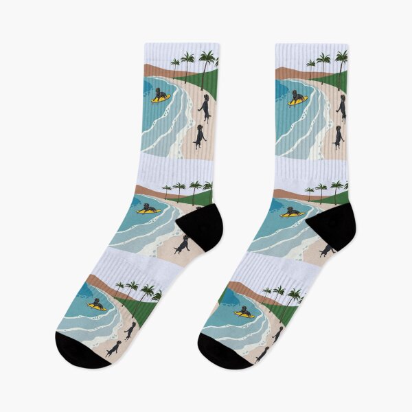 Item preview, Black Labrador Dog on Paradise Beach Vacation designed and sold by SeasonalDogs.