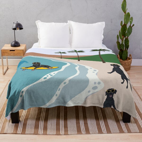 Item preview, Black Labrador Dog on Paradise Beach Vacation designed and sold by SeasonalDogs.