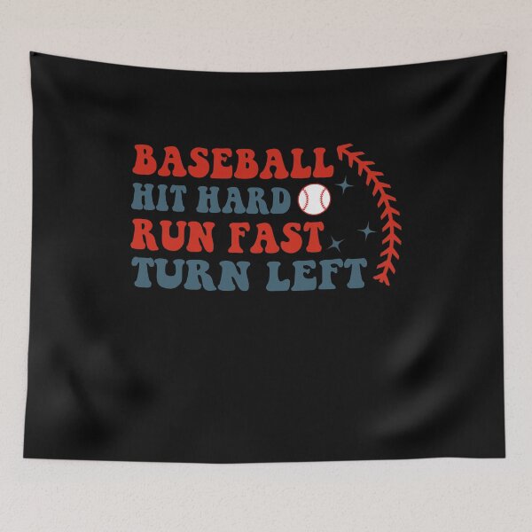 Item preview, Game Day Baseball hit hard run fast turn left groovy Baseball designed and sold by PoochmamaDes.