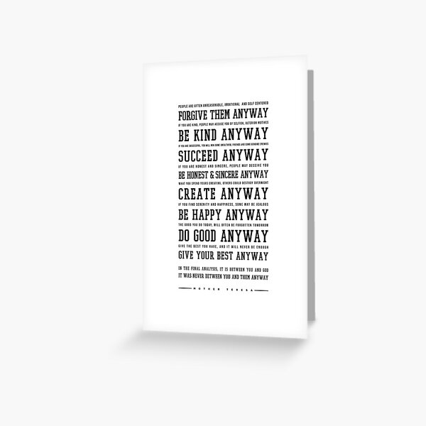 Item preview, Do It Anyway - Mother Teresa Poem - Literature - Typewriter Print 3 designed and sold by Studio Grafiikka.
