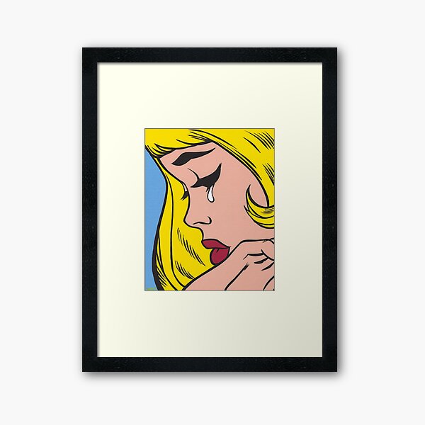 Blonde Crying Comic Girl Framed Art Print