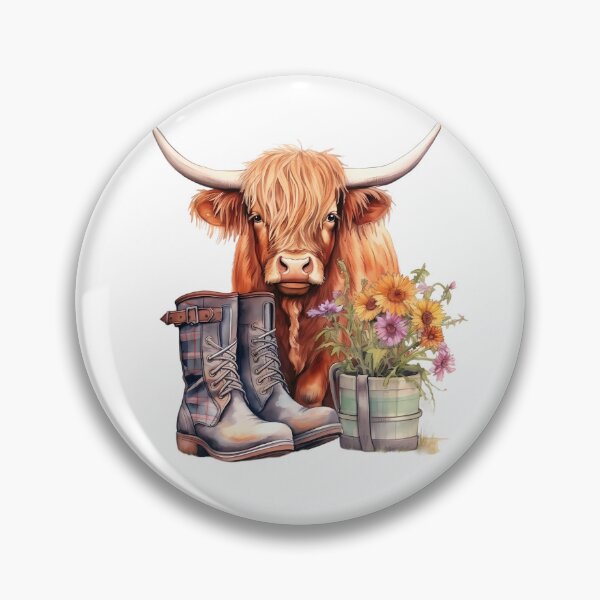 Item preview, Scottish Highland Cow, Cowboy Boots & Flowers designed and sold by DapperDanForge.