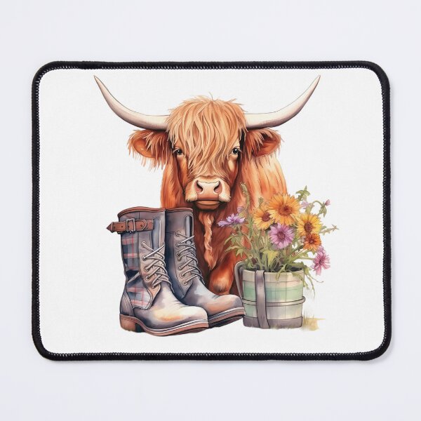 Item preview, Scottish Highland Cow, Cowboy Boots & Flowers designed and sold by DapperDanForge.