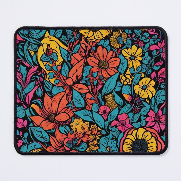 Item preview, Flowers pattern on black background designed and sold by WildWaveStylez.