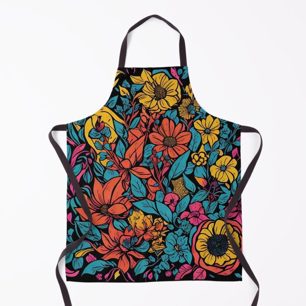 Item preview, Flowers pattern on black background designed and sold by WildWaveStylez.