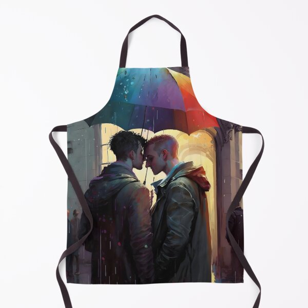 Item preview, 2 Men, Rain, and a Rainbow Umbrella - LGBT Love designed and sold by PenguiQueer.