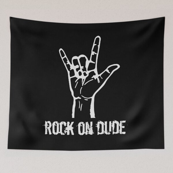 Artikelvorschau, Rock On Dude weiß entworfen und verkauft von MortemMaker.