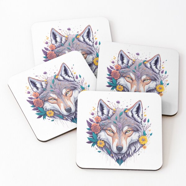 Item preview, Wolf head floral art digital colorful vector design  designed and sold by Sashindra Wijayarathna.