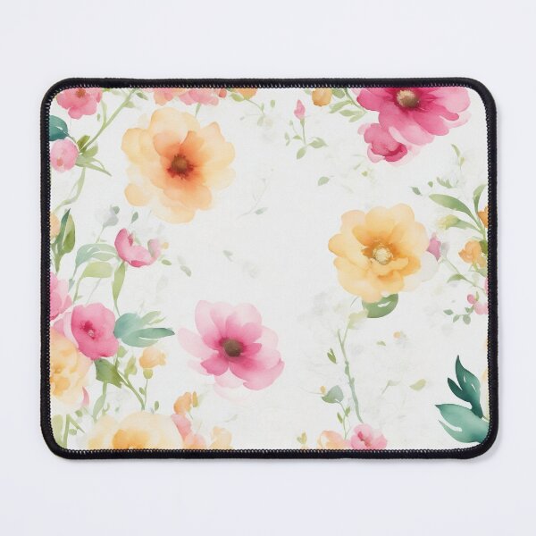 Item preview, pink and yellow flowers on a light background pattern designed and sold by jkrphoto.