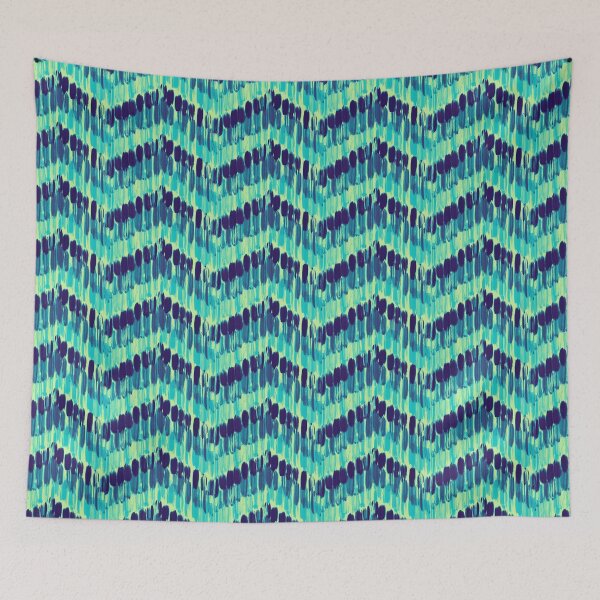 Item preview, Geometric zig zag shades of blue ikat designed and sold by Maitri-Sanghvi1.