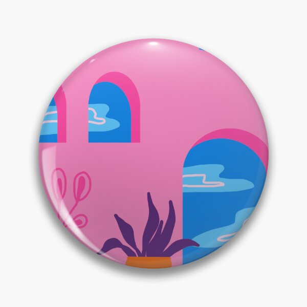 Item preview, Pink Spanish House with Plants designed and sold by KaroLeenaDesign.