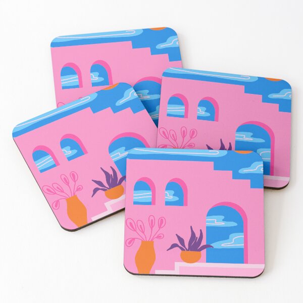 Item preview, Pink Spanish House with Plants designed and sold by KaroLeenaDesign.