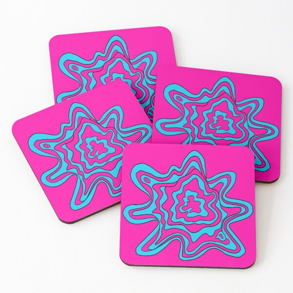 Item preview, Trippy Retro Acid Splash Topographic Wavy Contour Fluid Line Art Pink and Blue designed and sold by Ciara Shortall.