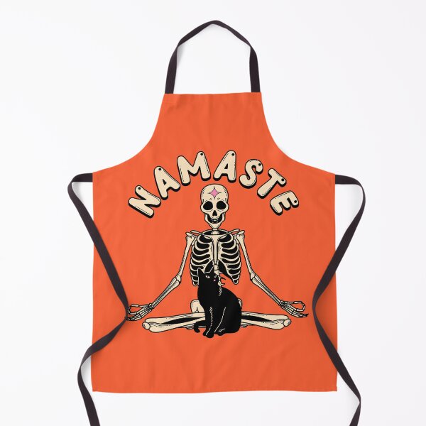 Item preview, Yoga Namaste Black Cat in orange designed and sold by charcoalcatco.