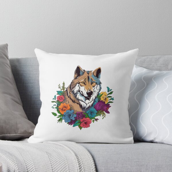Item preview, Colorful Wolf With Flowers designed and sold by hamishby.