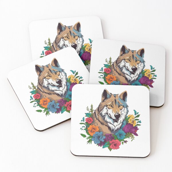 Item preview, Colorful Wolf With Flowers designed and sold by hamishby.