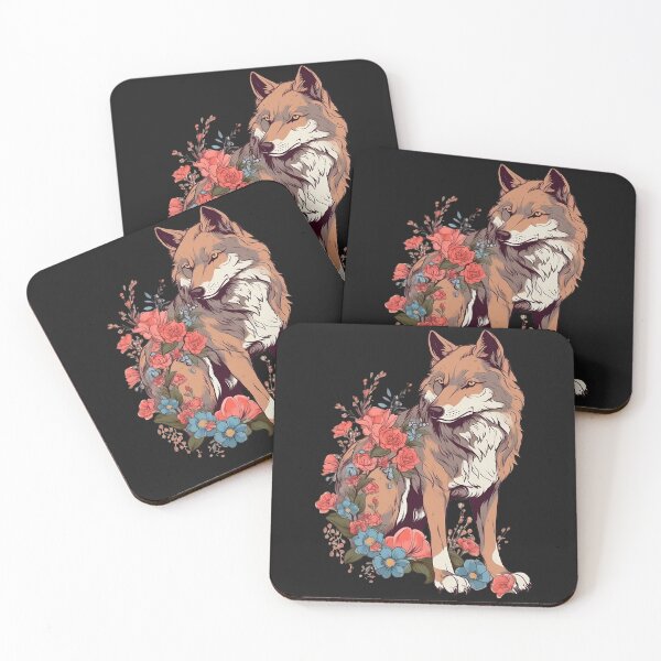 Item preview, Colorful Wolf With Flowers designed and sold by hamishby.