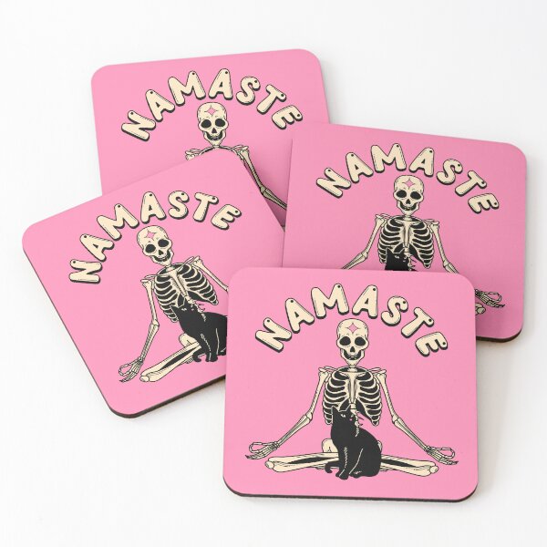 Item preview, Yoga Namaste Black Cat in pink designed and sold by charcoalcatco.