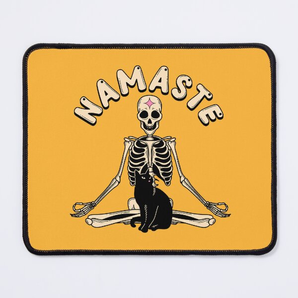 Item preview, Yoga Namaste Black Cat in yellow designed and sold by charcoalcatco.