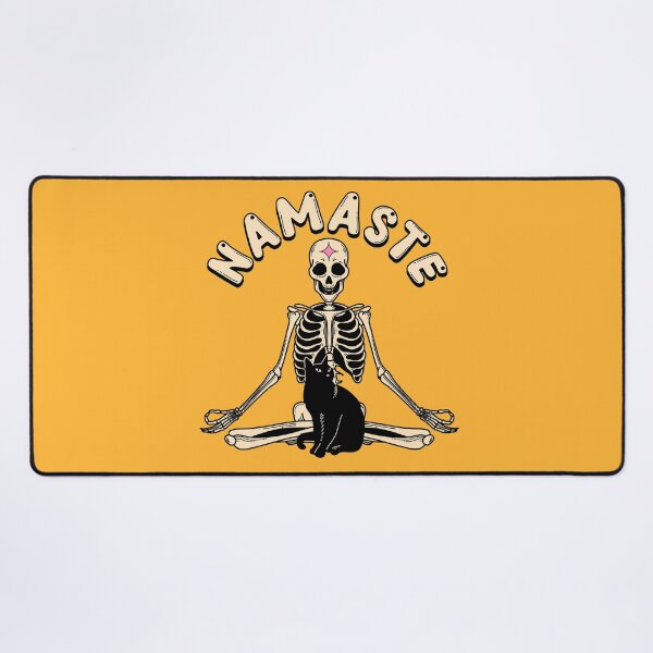 Item preview, Yoga Namaste Black Cat in yellow designed and sold by charcoalcatco.
