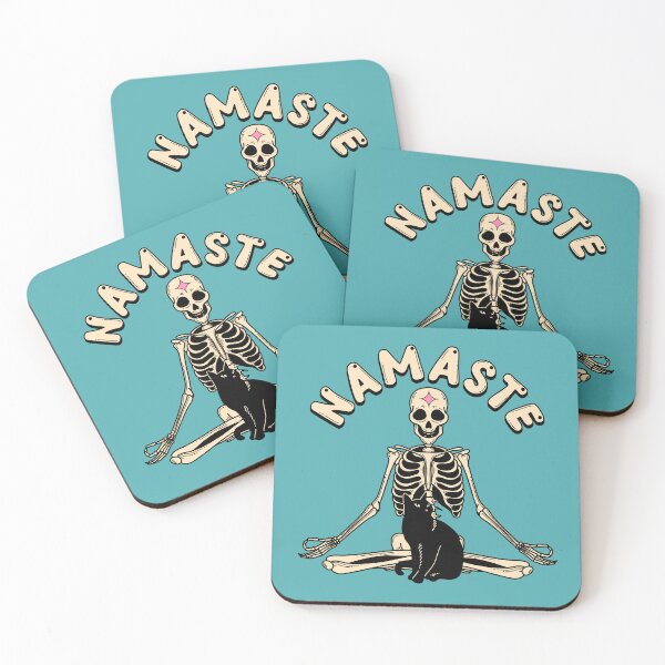 Item preview, Yoga Namaste Black Cat in blue designed and sold by charcoalcatco.