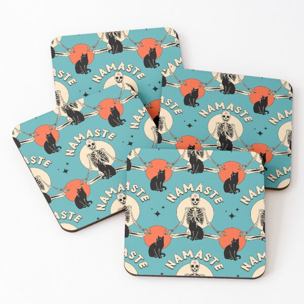 Item preview, Yoga Namaste Black Cat Pattern in blue designed and sold by charcoalcatco.