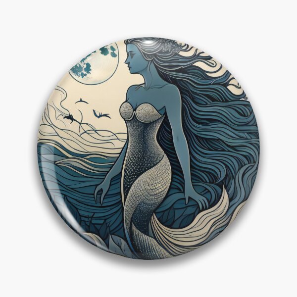 Item preview, Beautiful mermaid with long hair in the moonlight designed and sold by Sanan Israyilli.