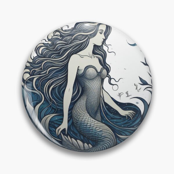 Item preview, Beautiful mermaid with long hair in the moonlight designed and sold by Sanan Israyilli.