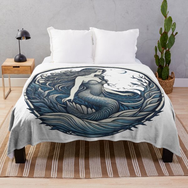 Item preview, Beautiful mermaid with long hair in the moonlight designed and sold by Sanan Israyilli.