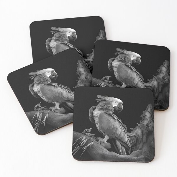 Item preview, Black and white Parrot pencil drawing designed and sold by Pencil-Art.