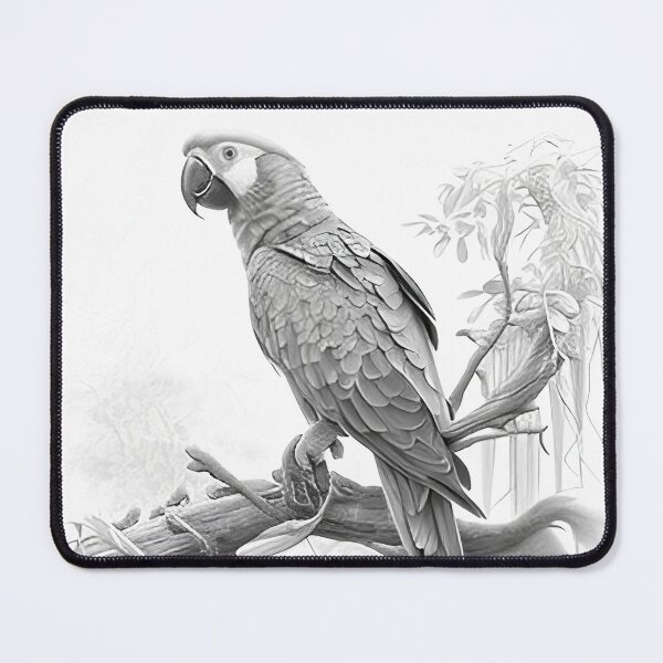 Item preview, Black and white Parrot pencil drawing designed and sold by Pencil-Art.