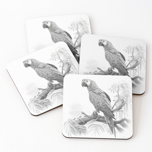 Item preview, Black and white Parrot pencil drawing designed and sold by Pencil-Art.