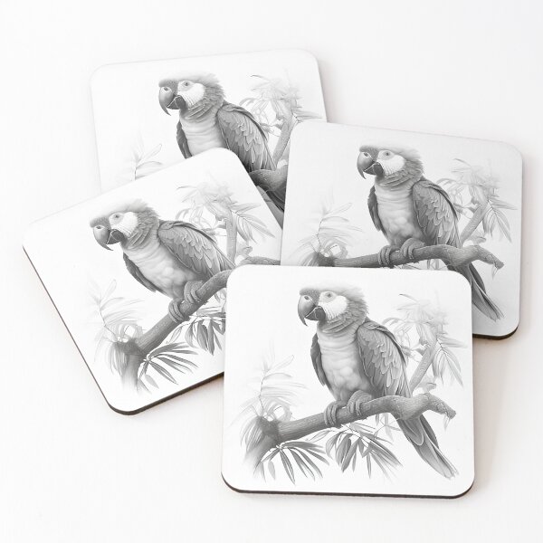 Item preview, Black and white Parrot pencil drawing designed and sold by Pencil-Art.