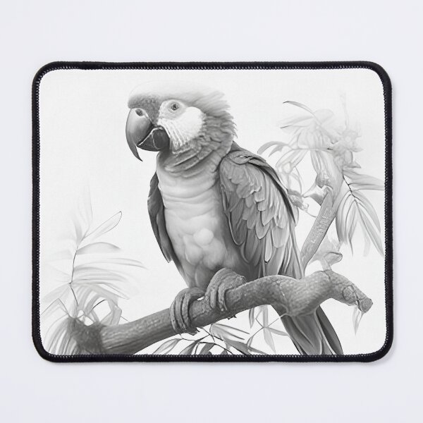 Item preview, Black and white Parrot pencil drawing designed and sold by Pencil-Art.