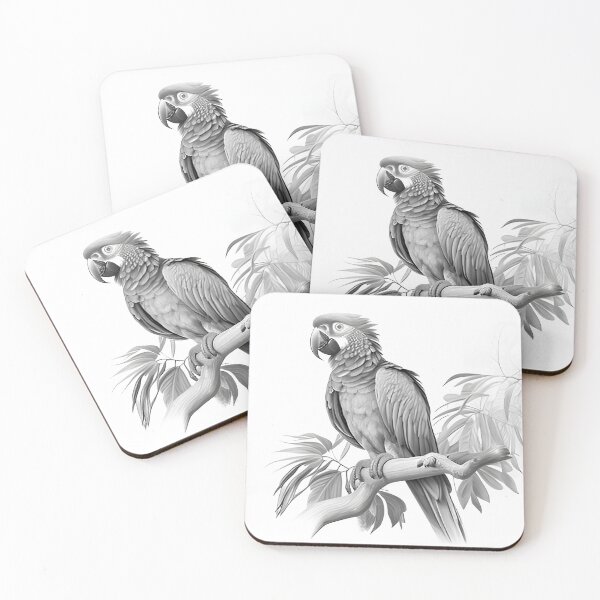 Item preview, Black and white Parrot pencil drawing designed and sold by Pencil-Art.